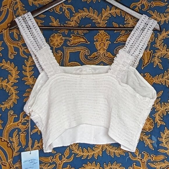 🌟NWT lace crop top white medium Japna - Picture 2 of 11